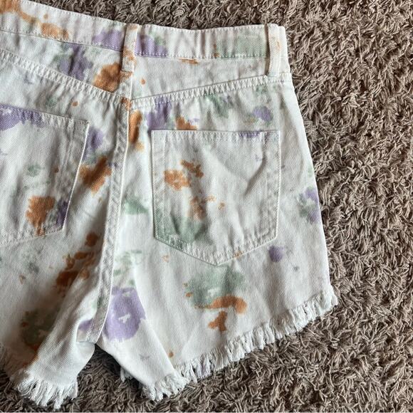 Wild Fable White with Multi ColorSplatter Pattern Highest Rise Jean Shorts Sz 00 - Picture 9 of 10